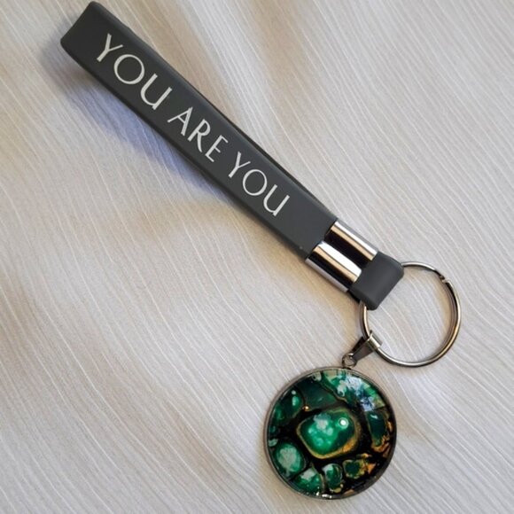 Hand Crafted Silicone You are You Key Chain Holder with Hand Painted Cabuchon - Picture 1 of 5